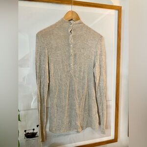 Babaton Long Sleeve. Button up. Light gray. Aritzia.